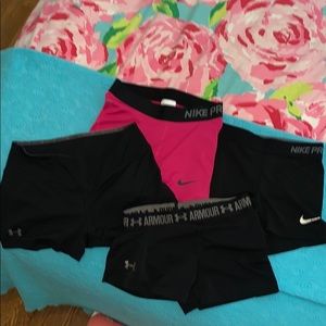 Nike Pro and under armor spandex shorts